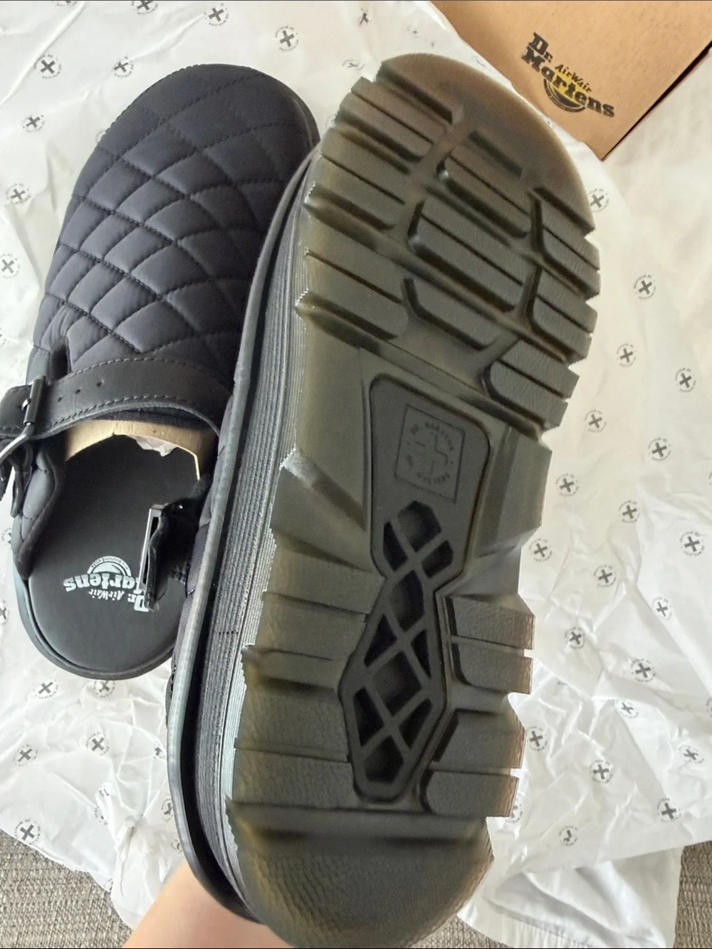 Dr. Martens Men’s Black Quilted Slip-On Clog with Buckle